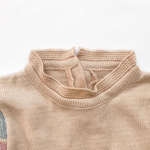 Hand knit neutral mock neck  sweater EUC fits 2/3Y - Picture 2 of 5